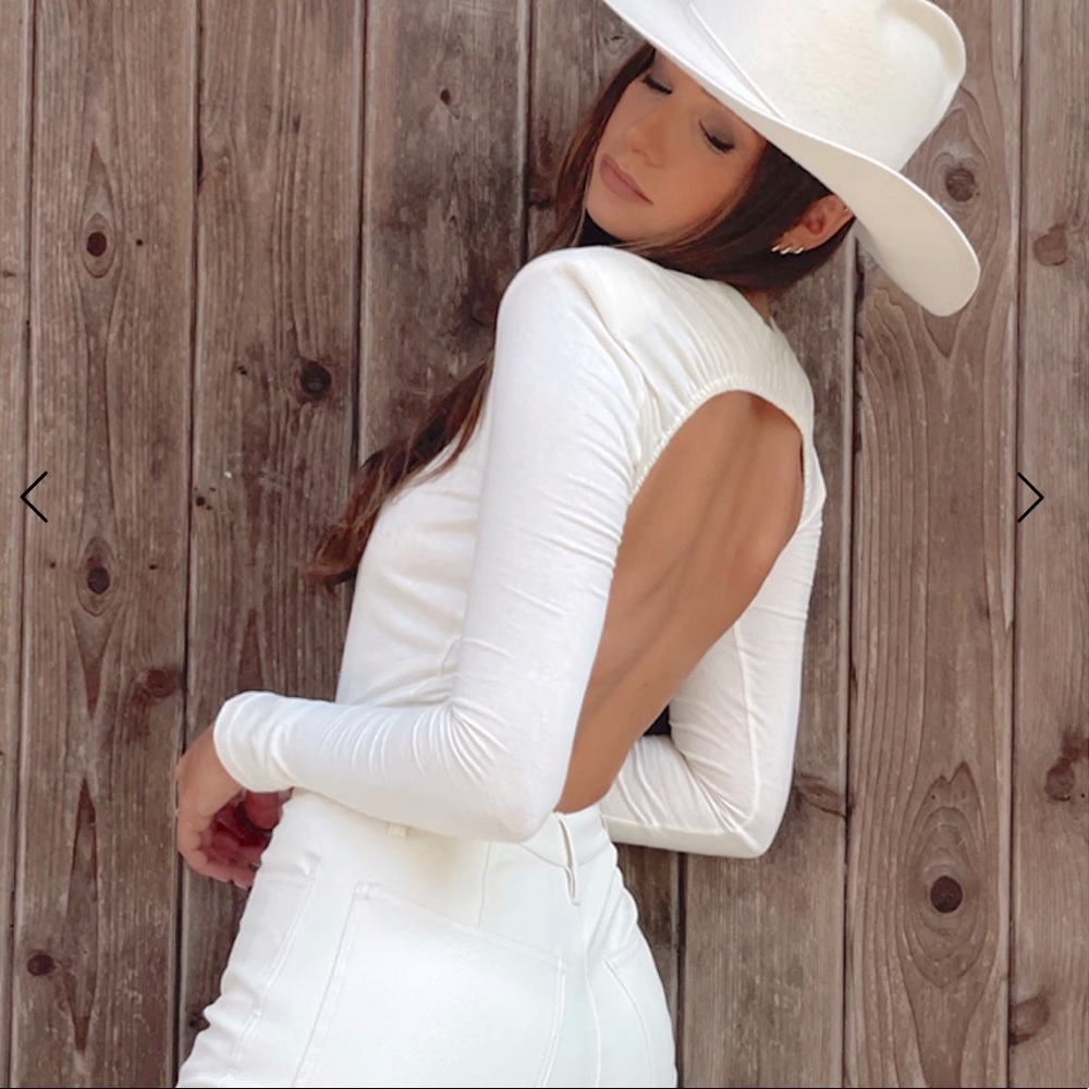 WeWoreWhat- Open Back Bodysuit jersey knit -new